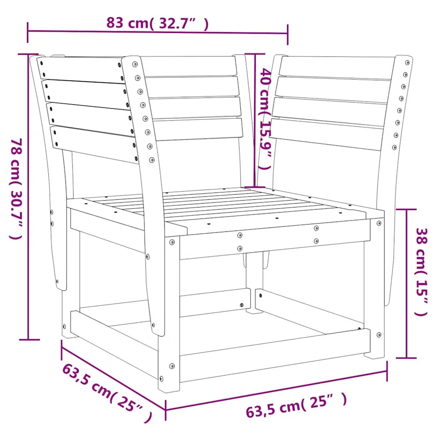 Chaise de jardin bois de pin imprégné - 8