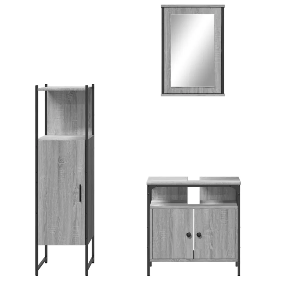 Ensemble de meubles de salle de bain 3 pcs Sonoma gris - 5