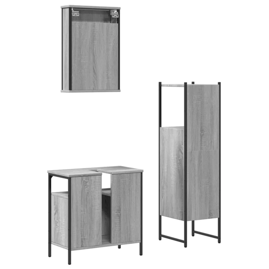 Ensemble de meubles de salle de bain 3 pcs Sonoma gris - 8