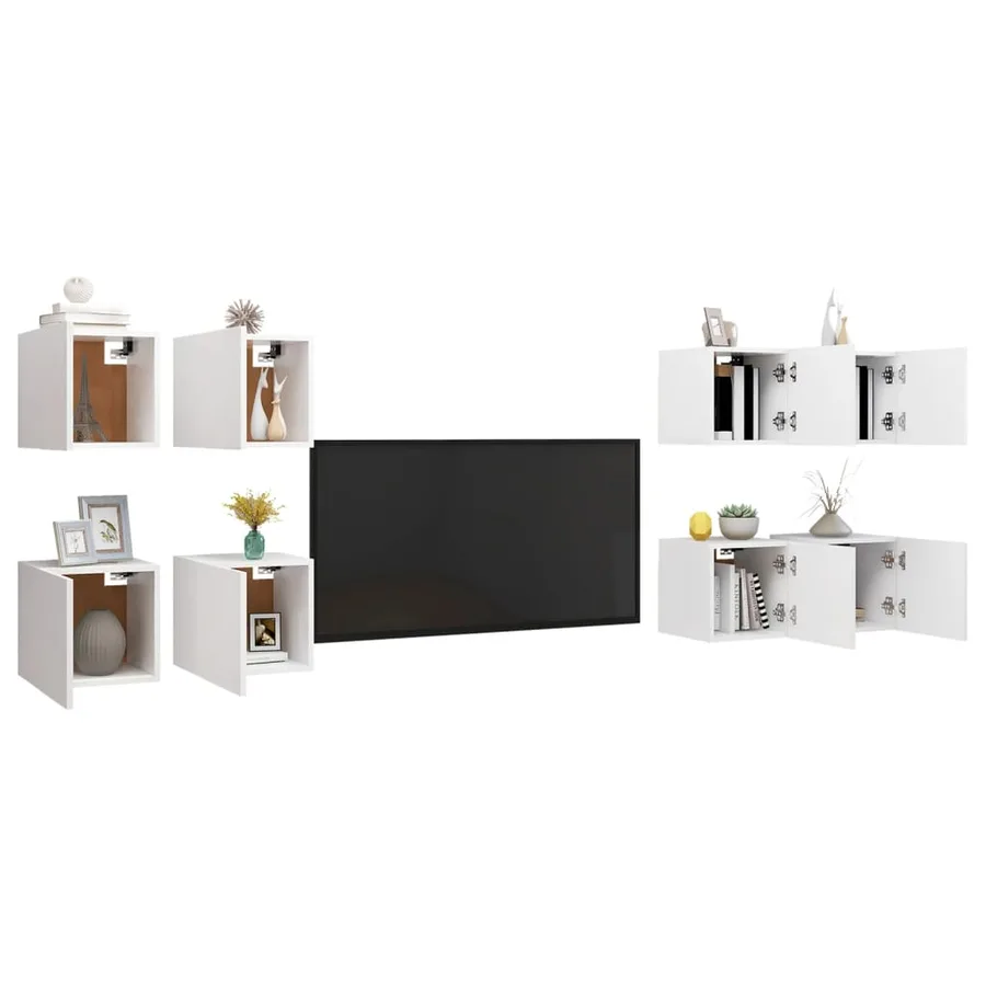 Meubles TV muraux 8 pcs Blanc 30,5x30x30 cm - 3