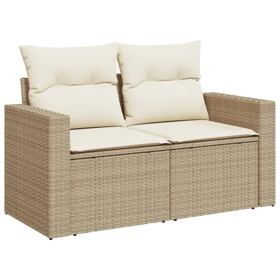 Salon de jardin avec coussins 14 pcs beige résine tressée - 3