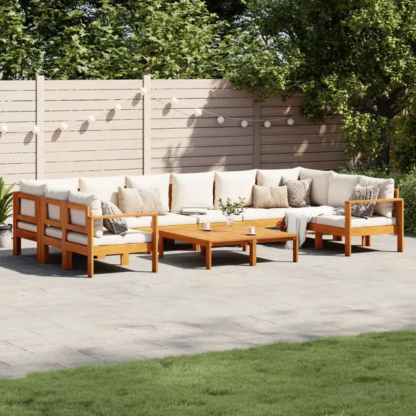 Salon de jardin avec coussins 8 pcs bois massif d'acacia