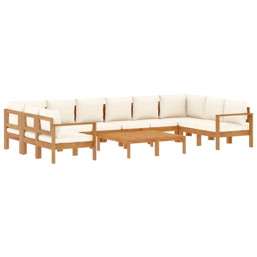 Salon de jardin avec coussins 8 pcs bois massif d'acacia - 2