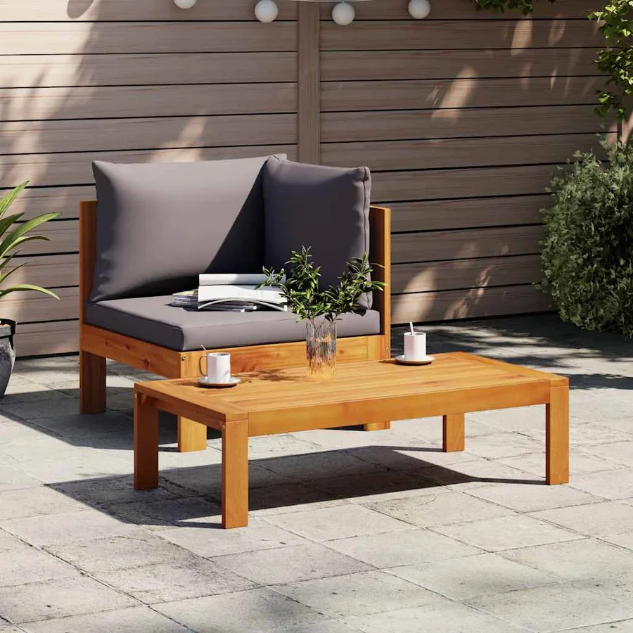 Canapé d'angle de jardin avec coussins bois massif d'acacia - 3