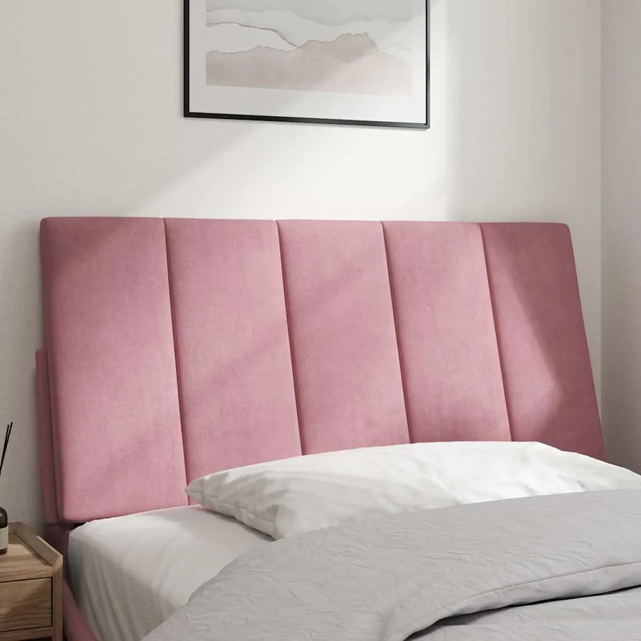 Coussin de tête de lit Hanko rose 100 cm velours - 3