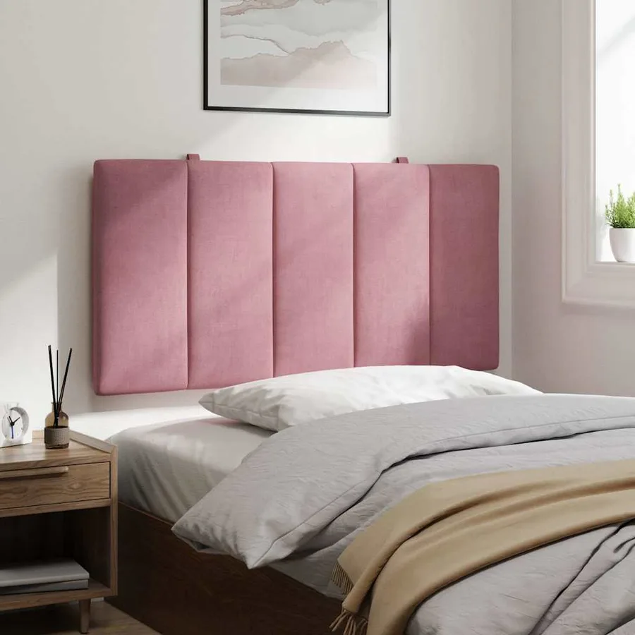 Coussin de tête de lit Hanko rose 100 cm velours - 4