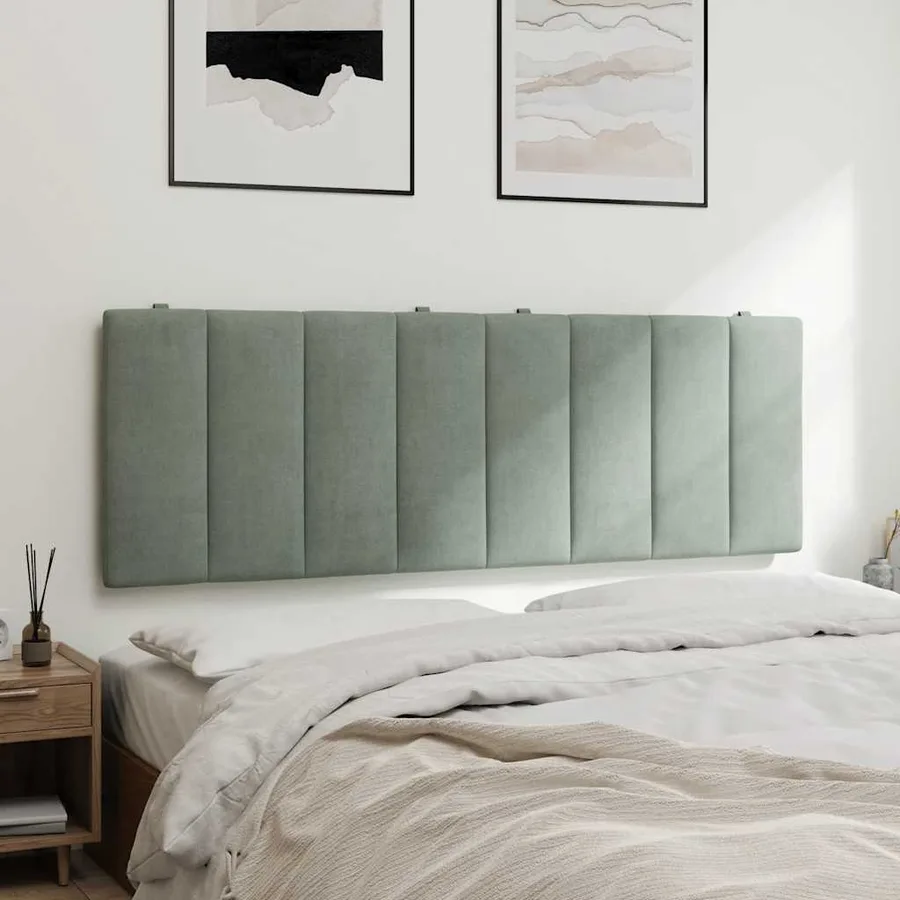 Coussin de tête de lit Hanko gris clair 140 cm velours - 4