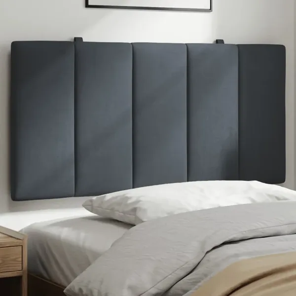 Coussin de tête de lit Hanko gris foncé 100 cm velours