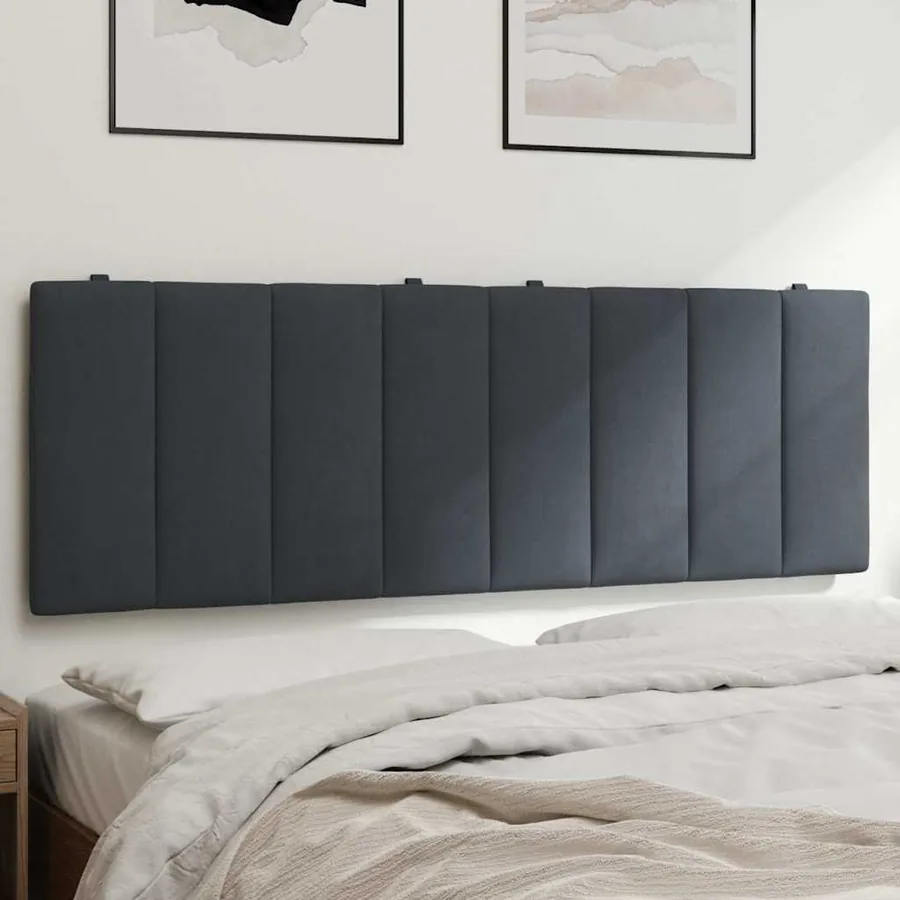 Coussin de tête de lit Hanko gris foncé 120 cm velours