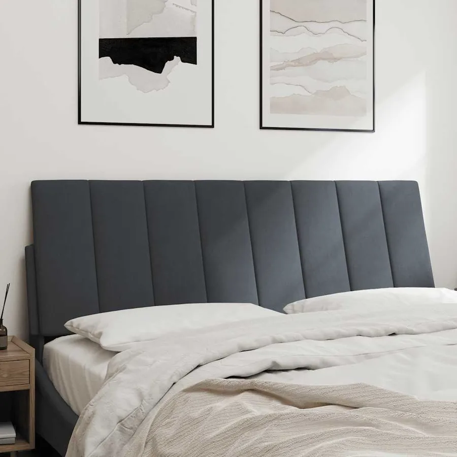 Coussin de tête de lit Hanko gris foncé 120 cm velours - 3