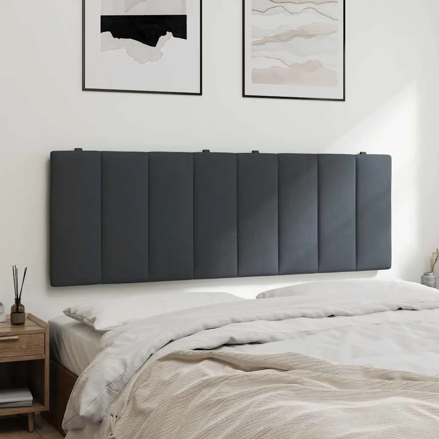 Coussin de tête de lit Hanko gris foncé 120 cm velours - 4