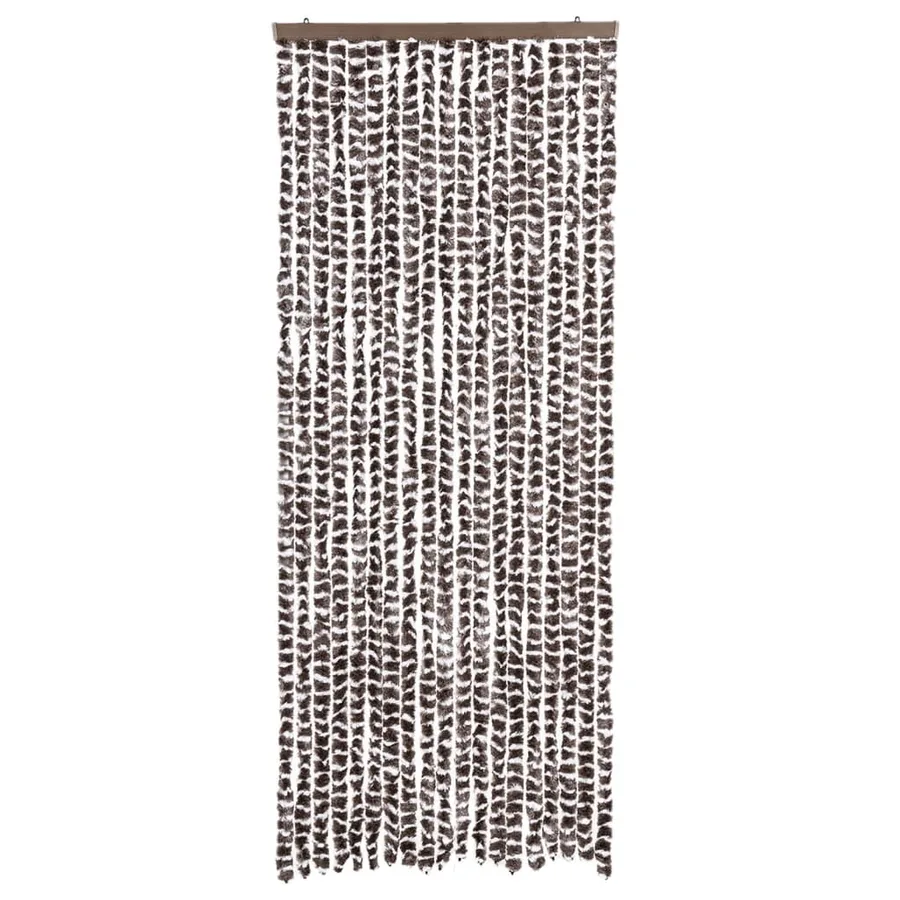 Rideau anti-mouches marron et blanc 56x200 cm chenille - 3