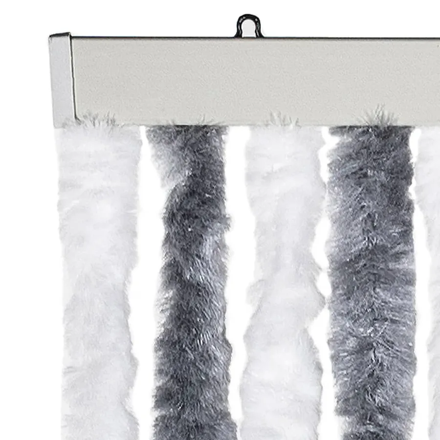 Rideau anti-mouches gris et blanc 100x230 cm chenille - 4