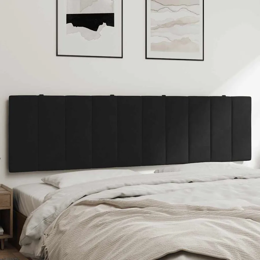 Coussin de tête de lit Hanko noir 180 cm velours