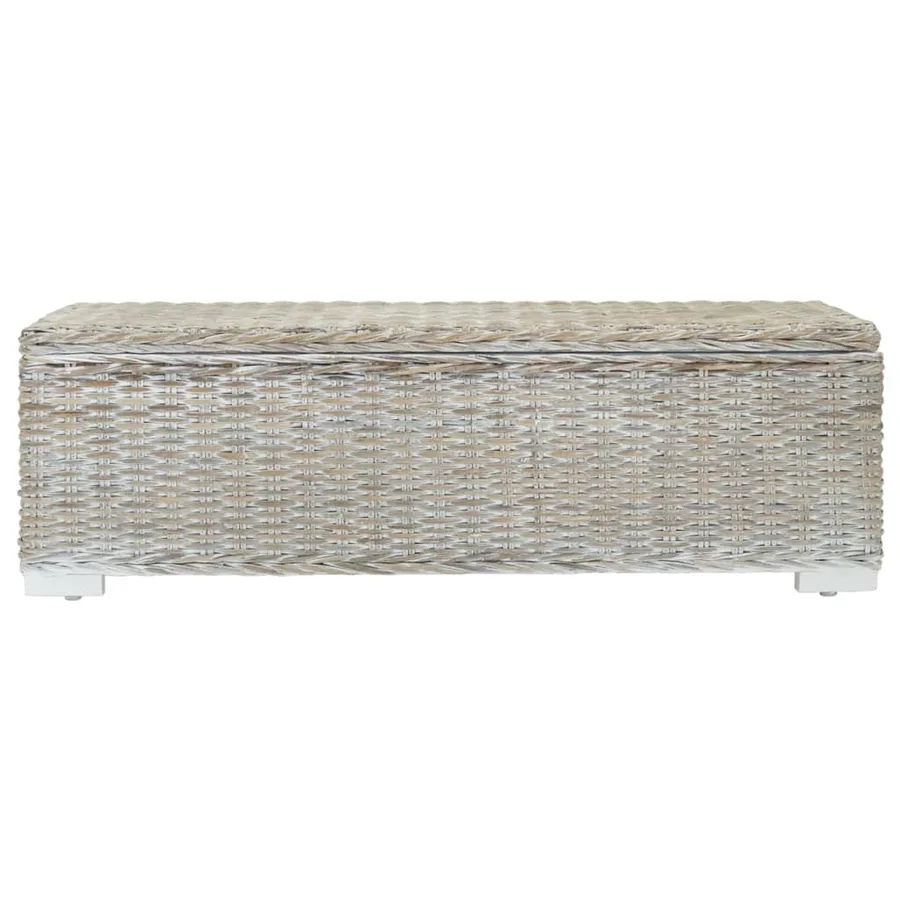Boîte de rangement Blanc 110 cm Rotin kubu naturel et acajou - 2