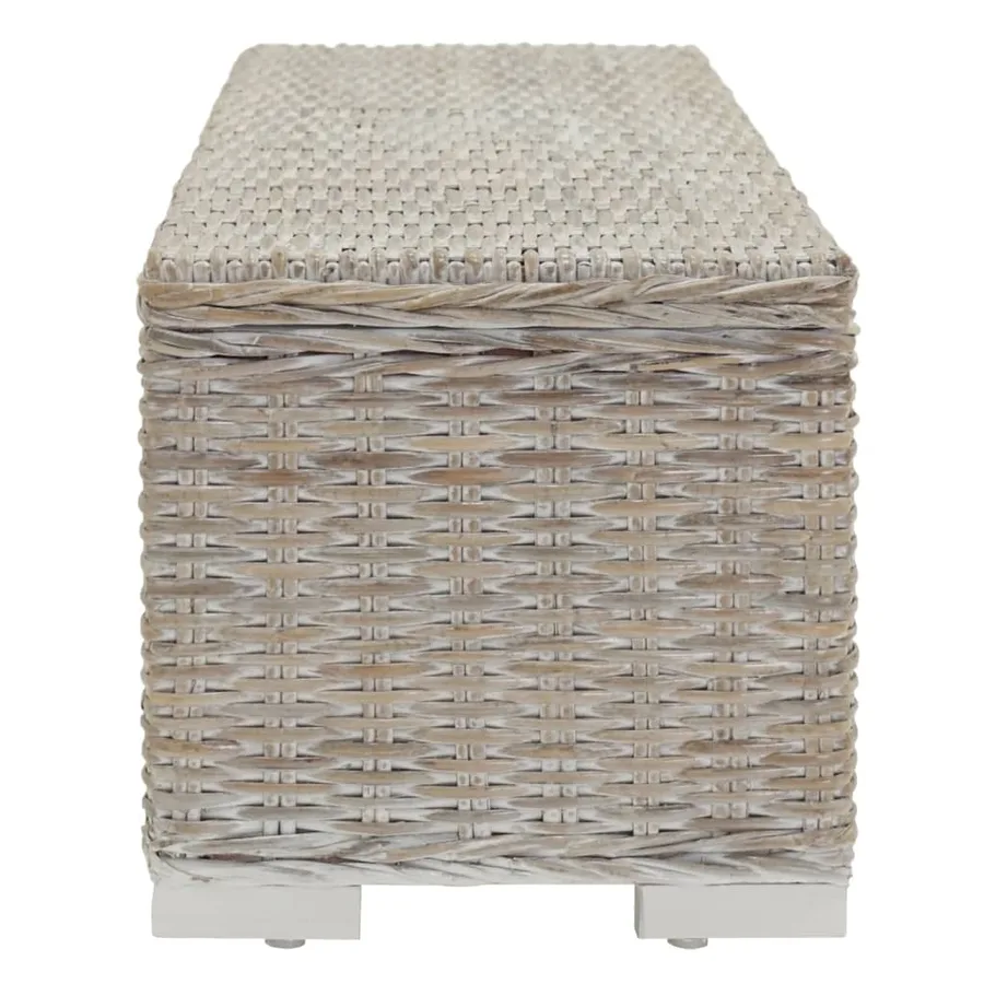 Boîte de rangement Blanc 110 cm Rotin kubu naturel et acajou - 3