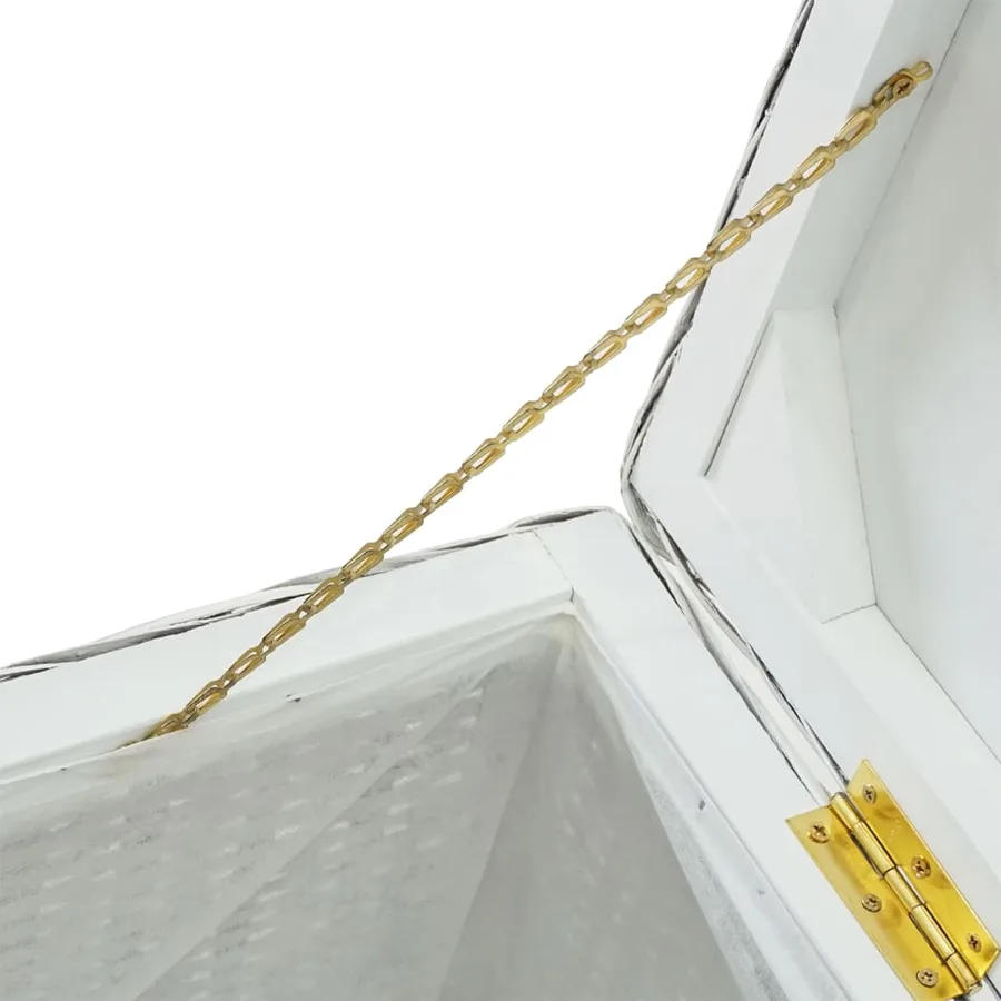 Boîte de rangement Blanc 110 cm Rotin kubu naturel et acajou - 5