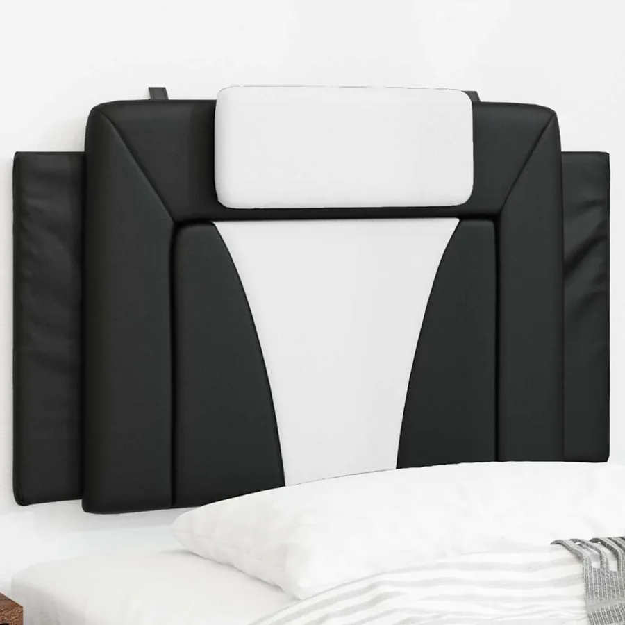 Coussin de tête de lit Viana noir et blanc 80 cm similicuir