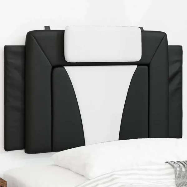 Coussin de tête de lit Viana noir et blanc 80 cm similicuir