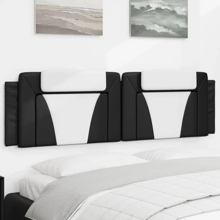 Coussin de tête de lit Viana noir et blanc 180 cm similicuir