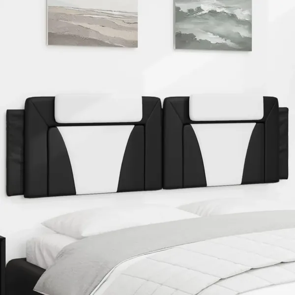 Coussin de tête de lit Viana noir et blanc 180 cm similicuir