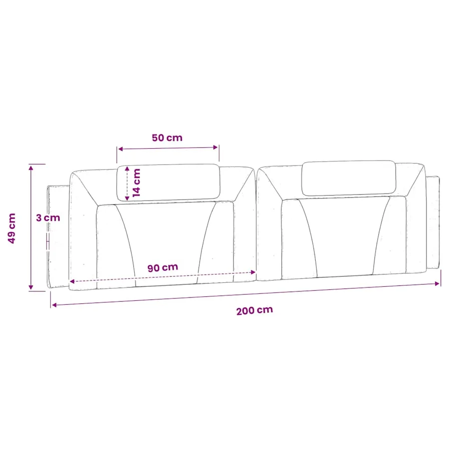 Coussin de tête de lit Viana noir 200 cm similicuir - 10