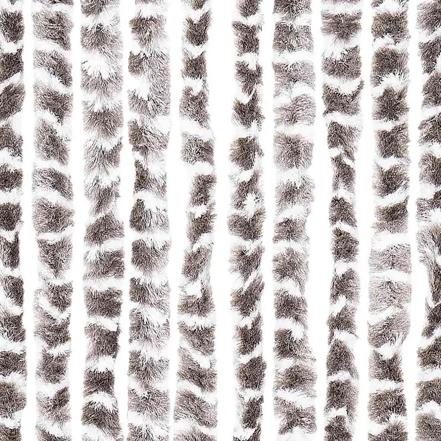 Rideau anti-mouches taupe et blanc 56x200 cm chenille - 5