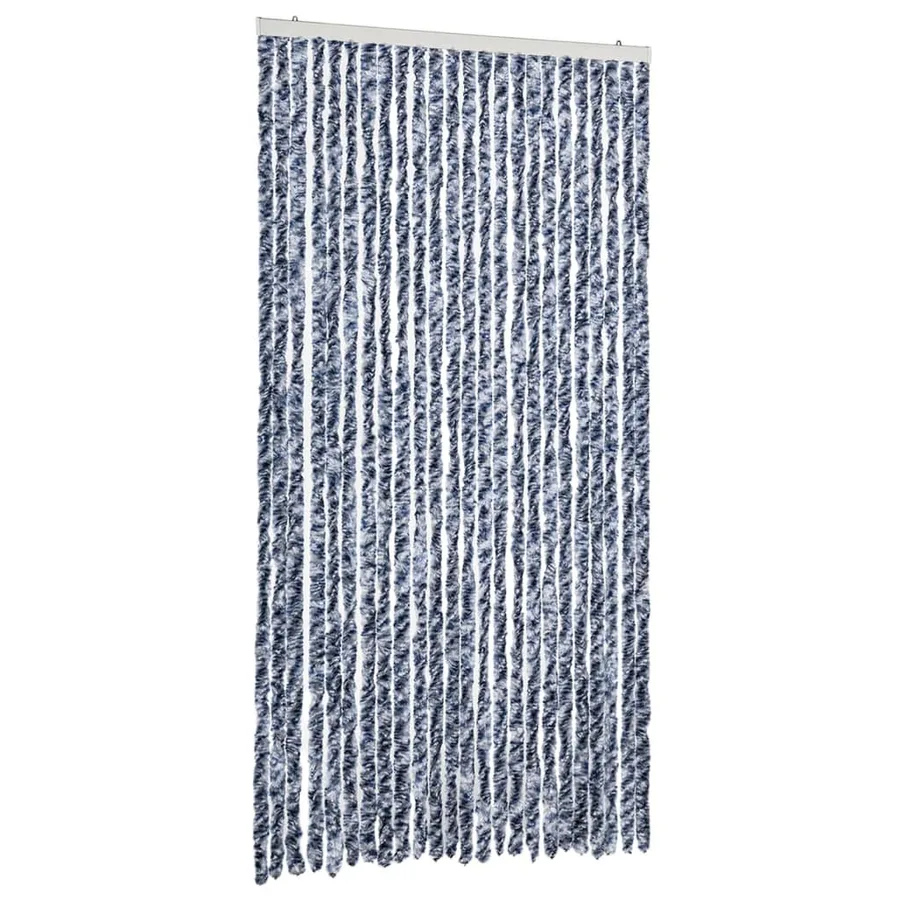 Rideau anti-mouches bleu et blanc 100x230 cm chenille - 2
