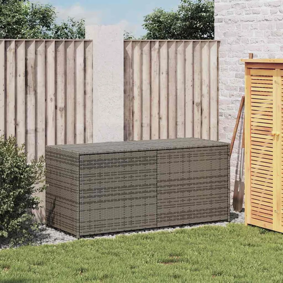 Boîte de rangement de jardin gris 283L résine tressée - 3