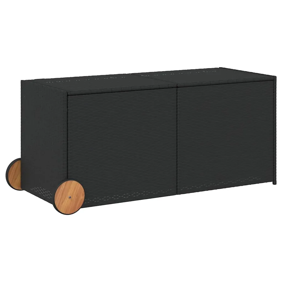 Boîte de rangement de jardin et roues noir 283L résine tressée - 2