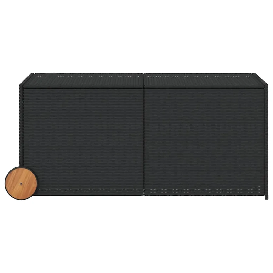 Boîte de rangement de jardin et roues noir 283L résine tressée - 4
