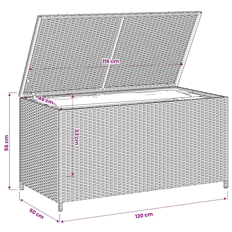 Boîte de rangement de jardin mélange beige 190L résine tressée - 10