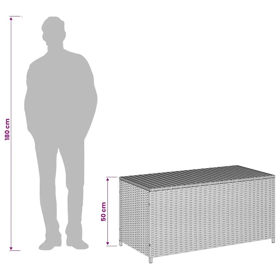 Boîte de rangement de jardin mélange beige 190L résine tressée - 11