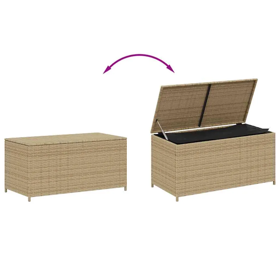 Boîte de rangement de jardin mélange beige 190L résine tressée - 7
