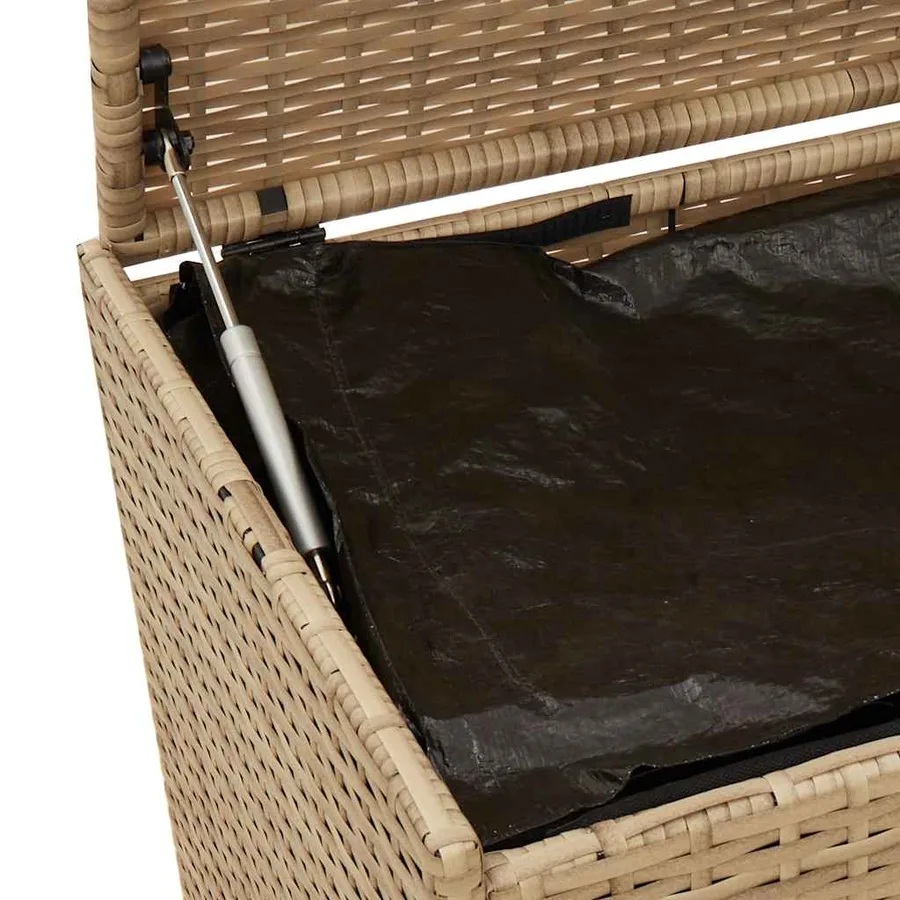Boîte de rangement de jardin mélange beige 190L résine tressée - 8