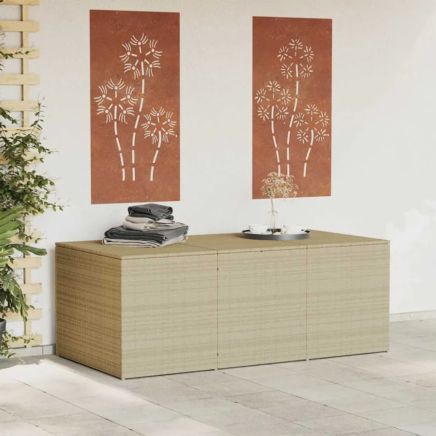 Boîte de rangement de jardin mélange beige 984L résine tressée - 3
