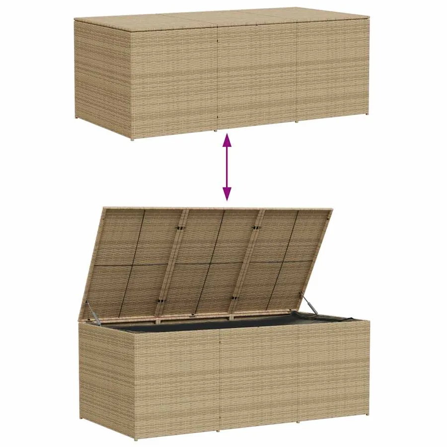 Boîte de rangement de jardin mélange beige 984L résine tressée - 7