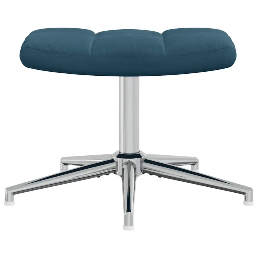 Chaise de relaxation avec tabouret Bleu Velours - 8