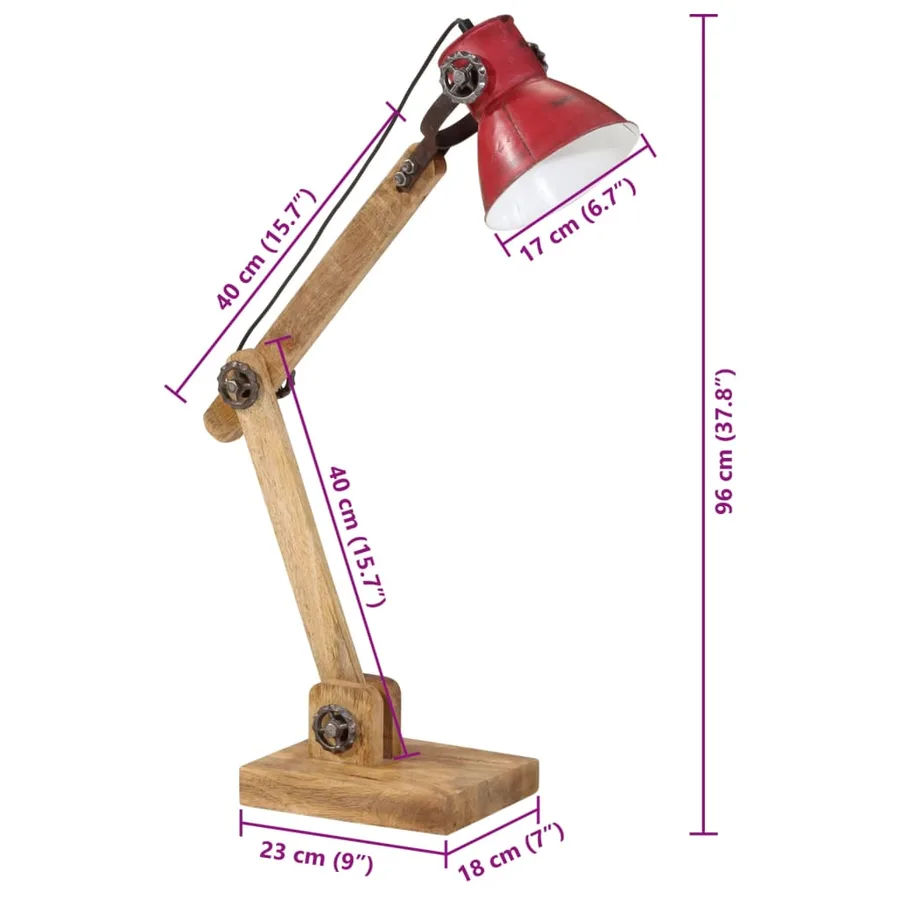 Lampe de bureau 25 W rouge délavé 23x18x96 cm E27 - 10