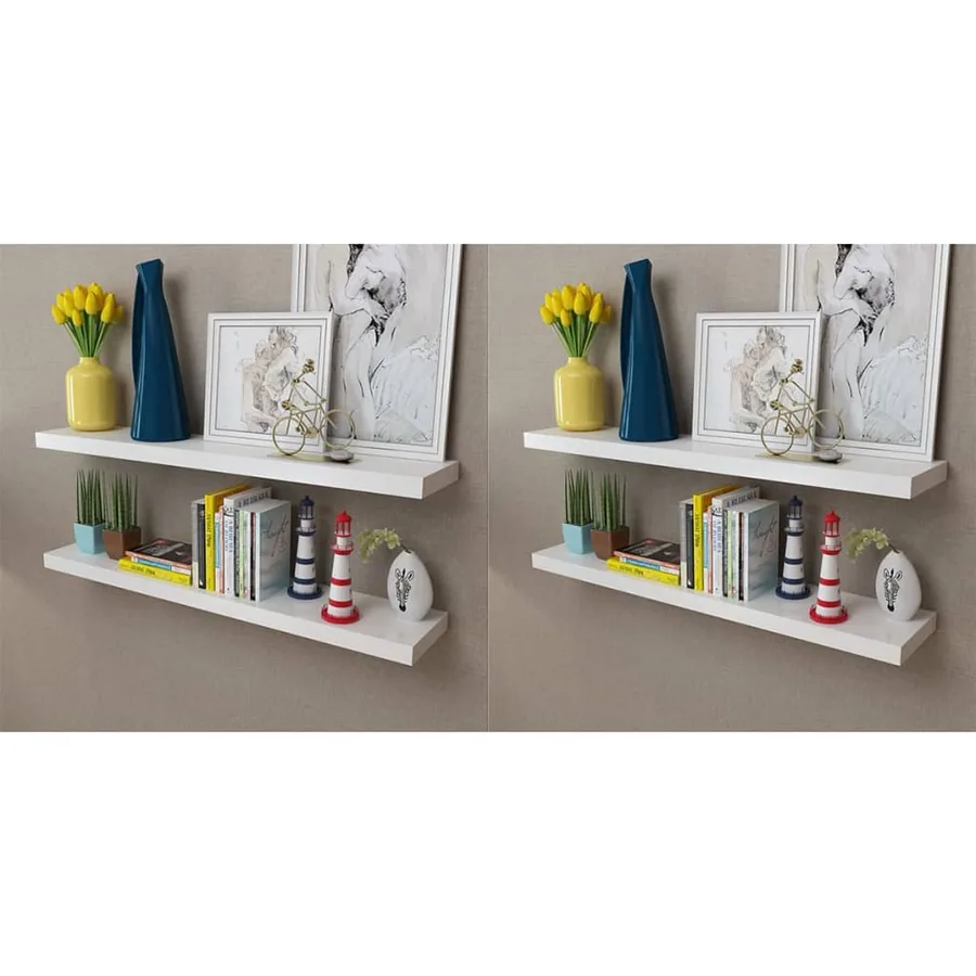 Étagères murales 4 pcs Blanc 100 cm