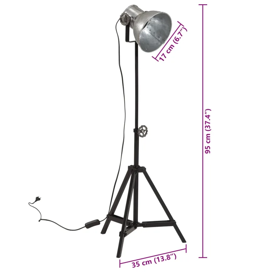 Lampe de bureau 25 W argent vintage 35x35x65/95 cm E27 - 11