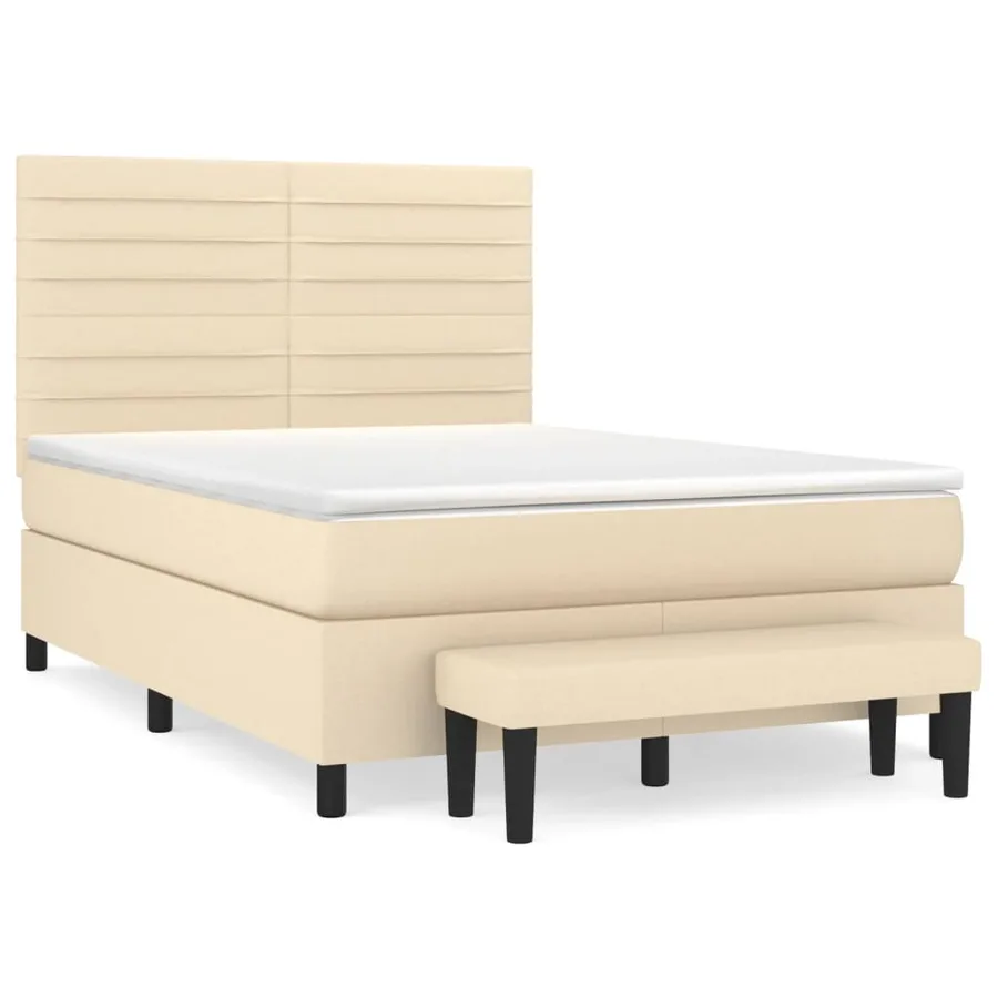 Sommier à lattes de lit avec matelas Crème 140x190 cm Tissu - 2