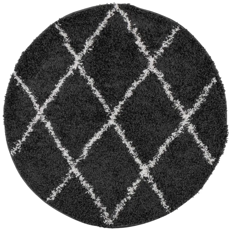 Tapis shaggy à poils longs moderne noir et crème Ø 280 cm - 2