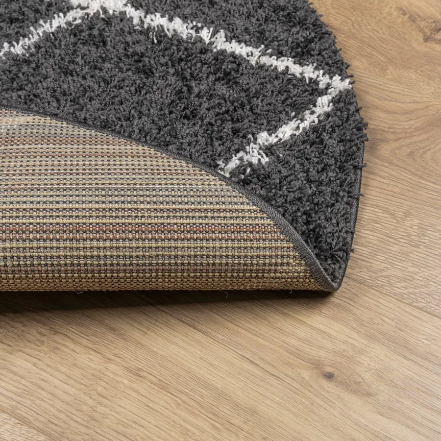 Tapis shaggy à poils longs moderne noir et crème Ø 280 cm - 5