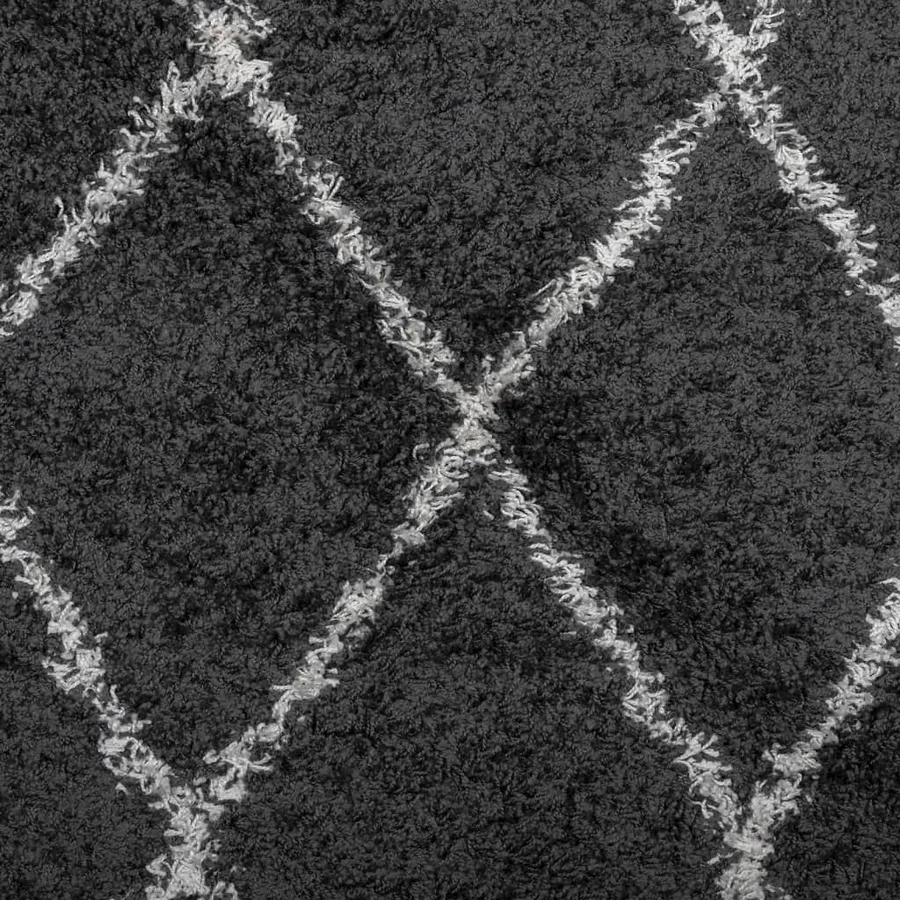 Tapis shaggy à poils longs moderne noir et crème Ø 280 cm - 9