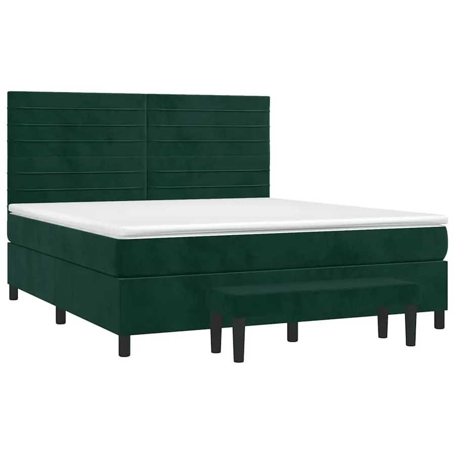 Sommier à lattes de lit et matelas Vert foncé 180x200cm Velours - 3