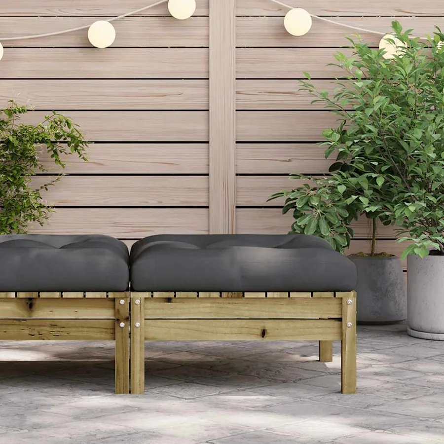 Repose-pied de jardin avec coussin bois de pin imprégné - 3