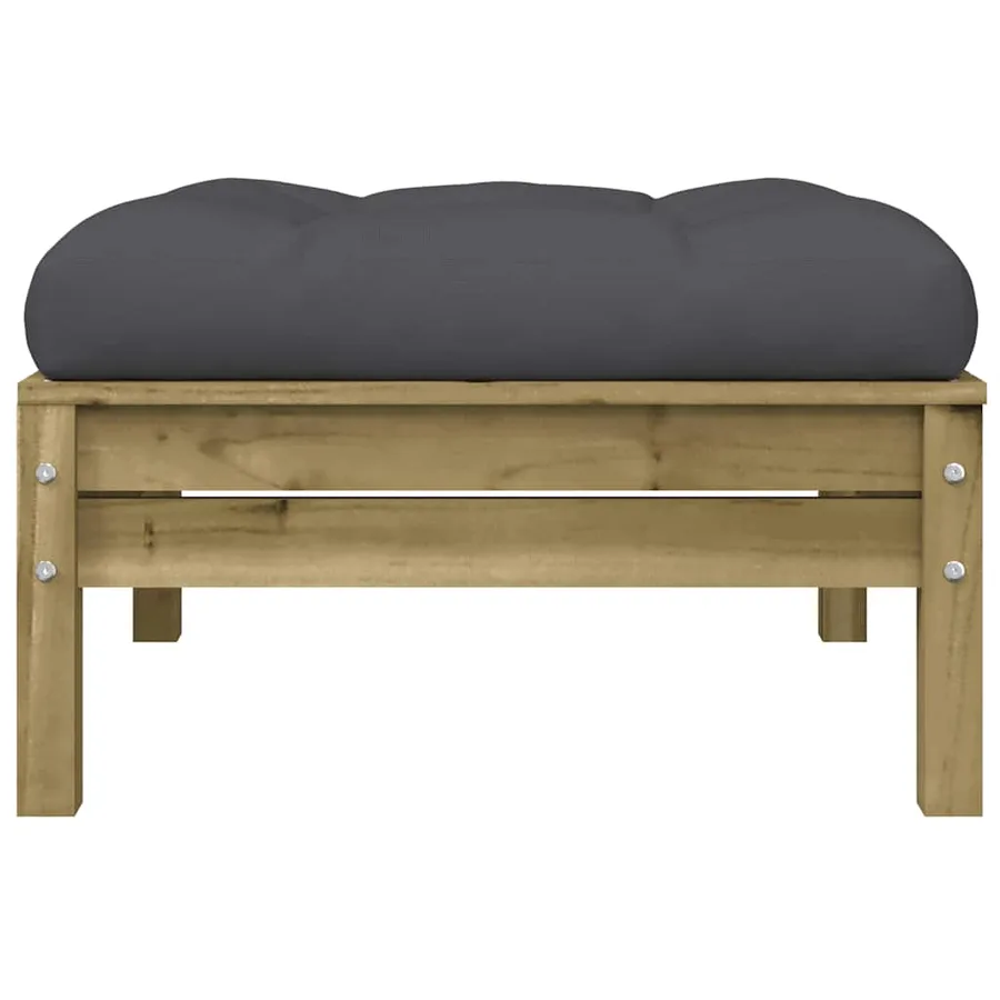 Repose-pied de jardin avec coussin bois de pin imprégné - 5