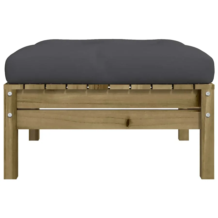 Repose-pied de jardin avec coussin bois de pin imprégné - 6