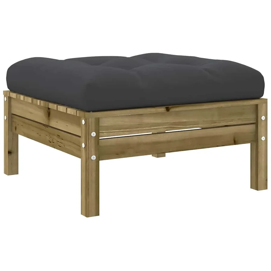 Repose-pied de jardin avec coussin bois de pin imprégné - 7